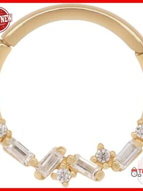 14K Gold Diamond Clicker Hoop Piercing Jewelry 10mm 12mm